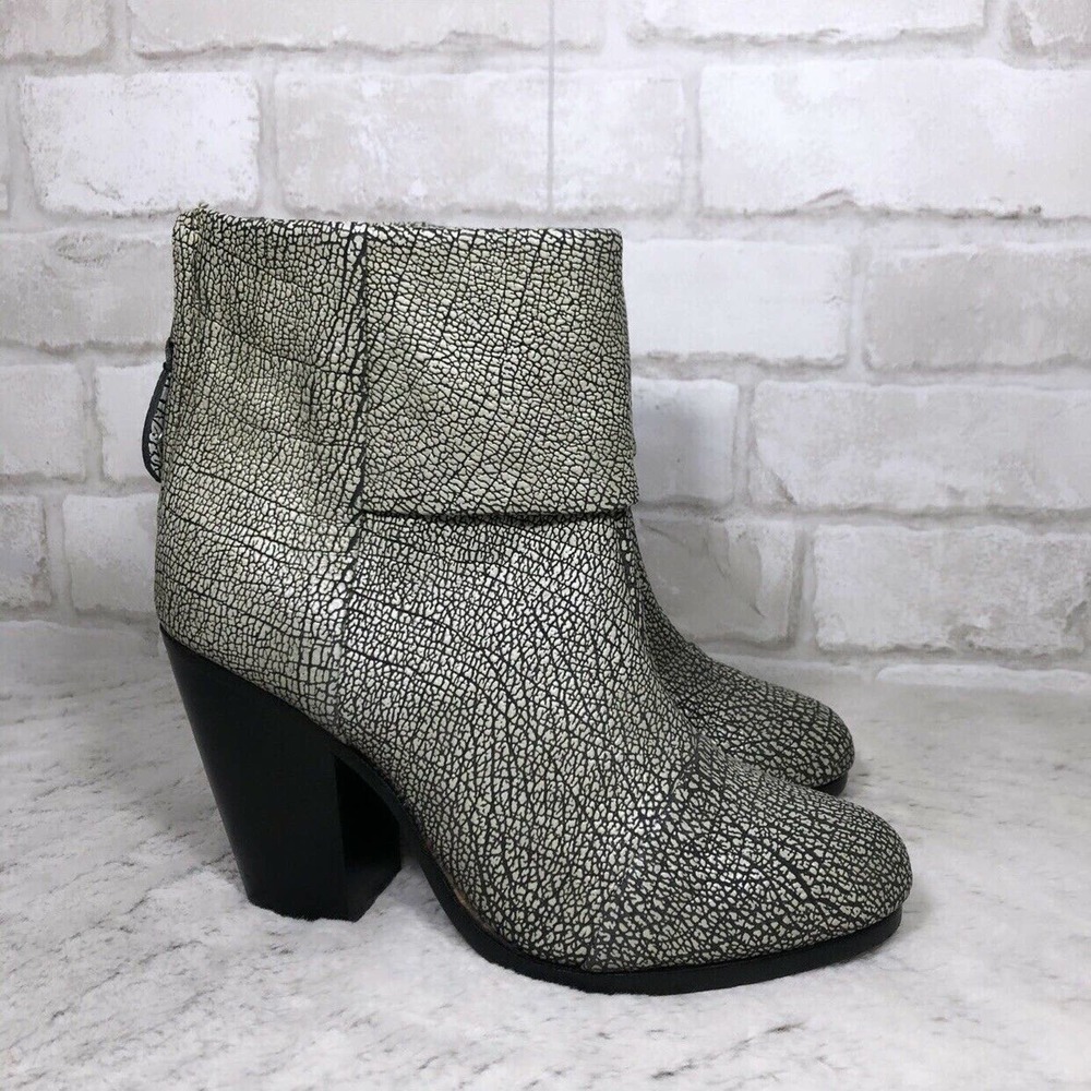 Cracked Leather Fold Over Zippered Boots